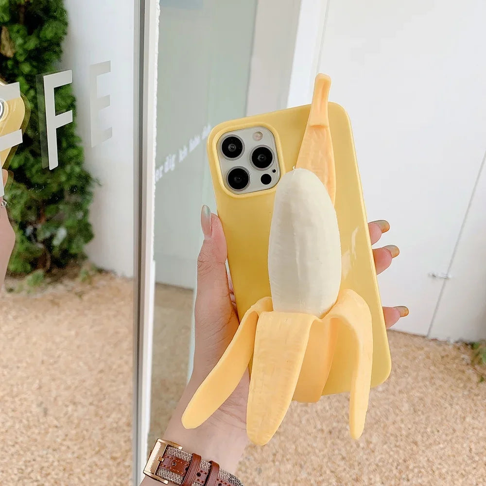 3D Banana Plush iPhone Case