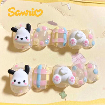 Sanrio Pochacco False Nail Kawaii  Accessories Anime Y2k Kuromi Filler False Nail Design Removable Manicure Jewelry Girl Gift