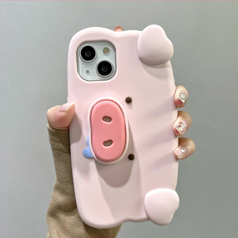 3D Pink Pig Nose iPhone Case