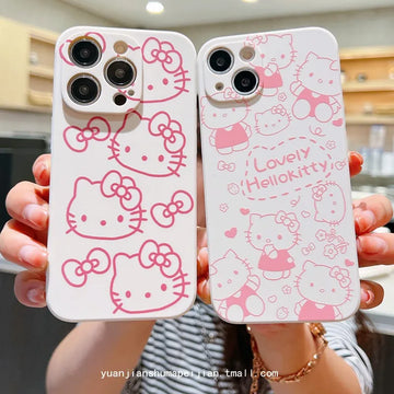 Cartoon Pink Hello Kitty Cat Case For VIVO Y56 Y55 Y75 Y21 Y33 Y77 Y17S Y53S Y21S Y51S Y52 5G V20 Pro V20SE Soft Tpu Phone Cover