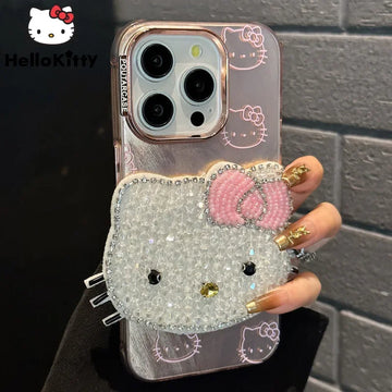 Sanrio Hello Kitty Rhinestone Luxury Phone Case Shockproof Cover For Iphone 11 12 13 14 15 Pro Max Aesthetic Fashion Soft Case